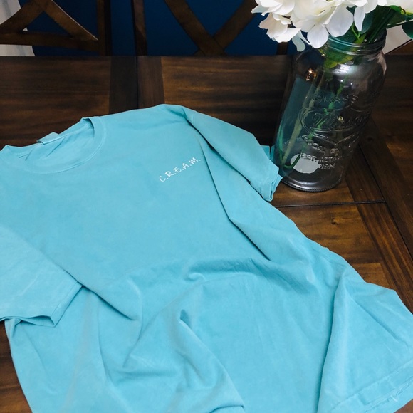 Oversized tee- worn wash teal C.R.E.A.M. Logo - Picture 3 of 3